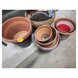 Terra Cotta and Plastic Flower Pots