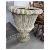Large Concrete Flower Pot with Fluted Design