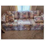 Floral Upholstered Couch with Pillows