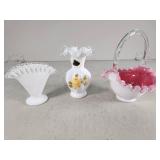 Fenton Peach Crest Glass and Vases Lot
