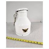 Cream Can Coin Bank With Eagle Design