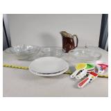 Glass Pie Plates and Kitchenware Lot