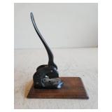 Antique Button Cutter on Wooden Base