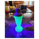 Uranium Glass Salt Shaker with Glow Under UV Light