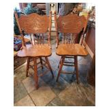 Oak Bar Stools with Backs