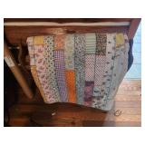 Patchwork Quilt and Wood Quilt Rack
