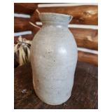 Stoneware Crock Jar with Visible Repair