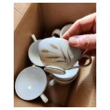White Porcelain Teacups with Wheat Design