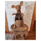 Wicker Kangaroo and Elephant Sculpture Table