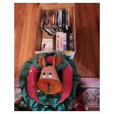 Christmas Decorations and Assorted DVD/VHS
