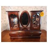 Decorative Jewelry Box with Mirror and Floral Desi
