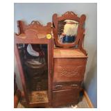 Antique Secretary Desk with Glass Door and Mirror