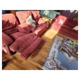 Red Upholstered Chair, Loveseat, and Couch Set