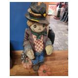 Scarecrow Decor Figure with Crow and Pumpkins