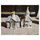 Ceramic Christmas Village Buildings Set