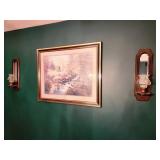 Decorative Wall Hanging Set With Print and Sconces