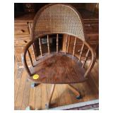 Wicker Backed Office Chair with Wooden Frame