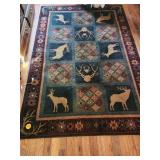 Rustic-Themed Floor Rug With Animal Motifs