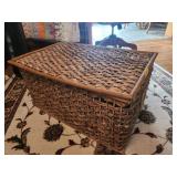 Wicker Storage Trunk with Hinged Lid