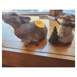Rabbit and Snowman Decor Figurines With Tree
