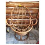 Mid-Century Modern Rattan Chair with Curved Design