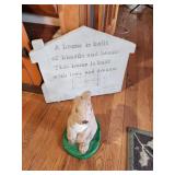 Outdoor Decorative Plaque and Bunny Sculpture