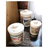 Farm Scene Ceramic Canister Set with Animal Design