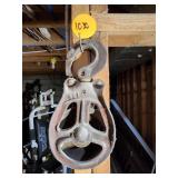 Antique Cast Iron Pulley with Hook