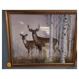 Deer Picture Wall Hanging in Ornate Frame