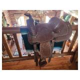 1979 Stamped Leather Saddle with Floral Tooling