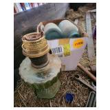 Kerosene Lamp with Box of Mason Jars