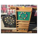 Dart Board and Billiard-Themed Clock with Cue Hold