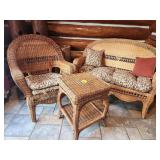 Three-Piece Wicker Furniture Set with Cushions