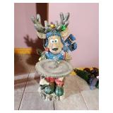Reindeer-Themed Standing Decor with Tree Stump