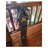 Decorative Rustic Birdhouse with Moon and Star