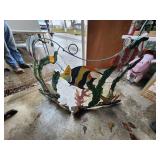 Painted Metal Fish Decor Featuring Aquatic Theme