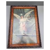 Victorian-Style Lithograph Print With Guardian Ang