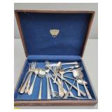 Vintage Silver Flatware With Wooden Box
