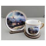 Thomas Kinkade Moonlight Cottage Plate and Cup Set