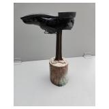 Shoe Last with Attached Shoe on Wooden Base