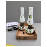 Two Decorative Glass Lamps and Solar Wall Lamp