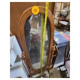 Oval Mirror on Stand with Wooden Quilt Rack
