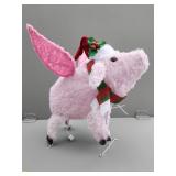Flying Pig Christmas Decor With Santa Hat