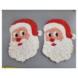 Vintage Santa Claus Hanging Wall Decor Pair