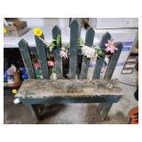 Small Decorative Wooden Bench With Floral Accents