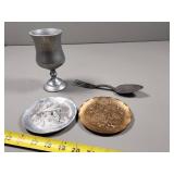 Decorative Metal Art Plate, Goblet, and Flatware S