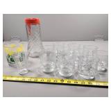 Vintage Atlas Glass Juice Container and Cups Set