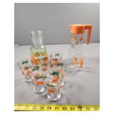 Vintage Anchor Hocking Orange Juice Carafe with Gl