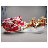 Santa and Reindeer Blow Mold Set with Electric Lig