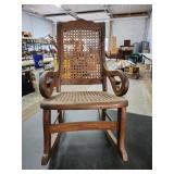 Wooden Child Rocker with Cane Seat and Backrest